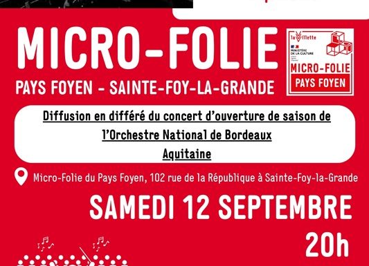 Retransmission en différé du concert d’ouverture de la saison de l’Orchestre National de Bordeaux Aquitaine au Musée numérique de la Micro-Folie du Pays Foyen