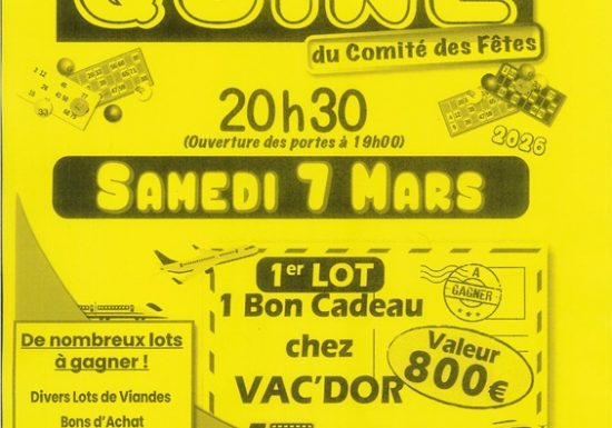 Loto du Comité des fêtes de Pineuilh